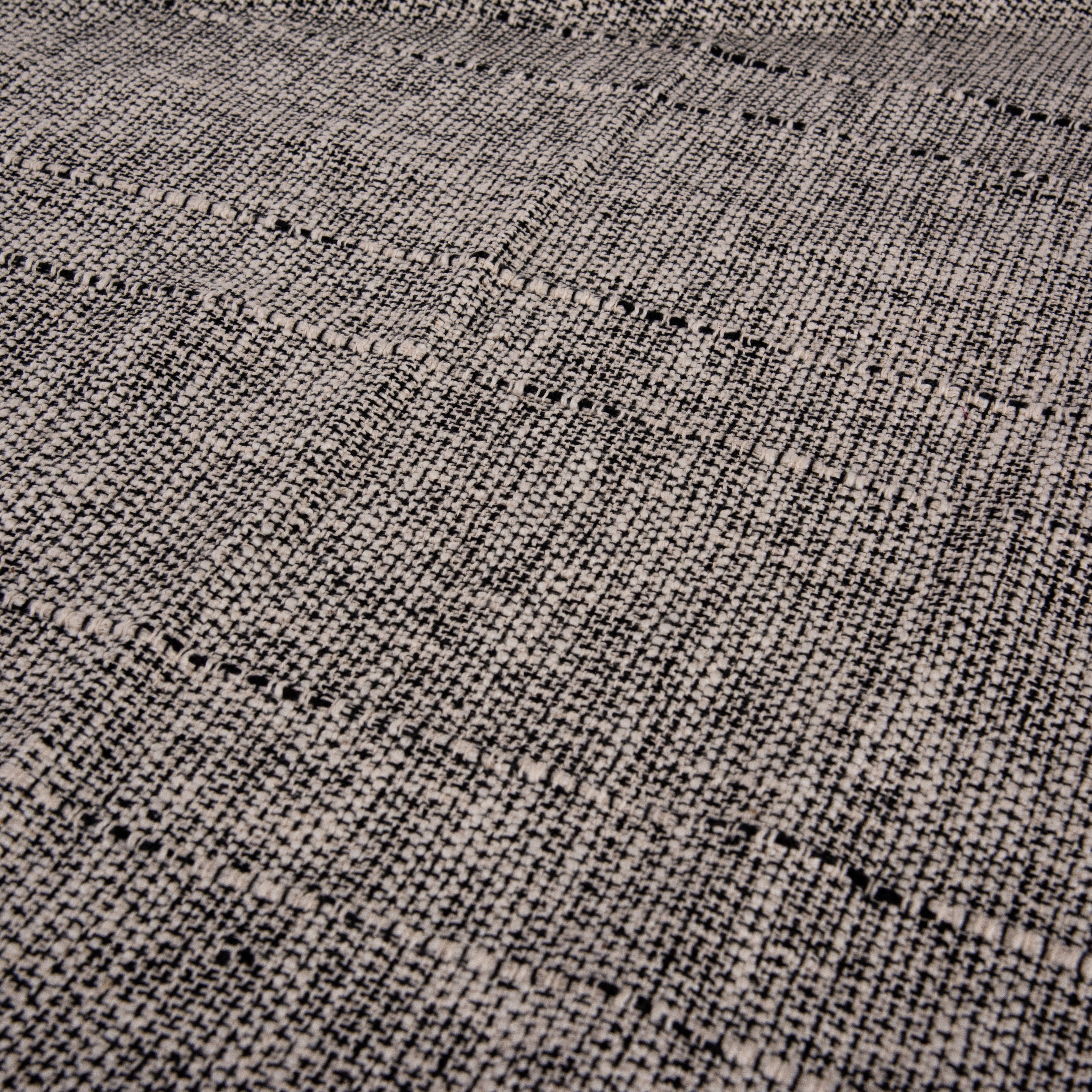 Hand-Loomed Cotton Throw — Black & Natural texture