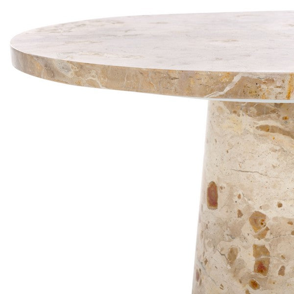 Valentia Tall Round Marble Accent Table, Beige