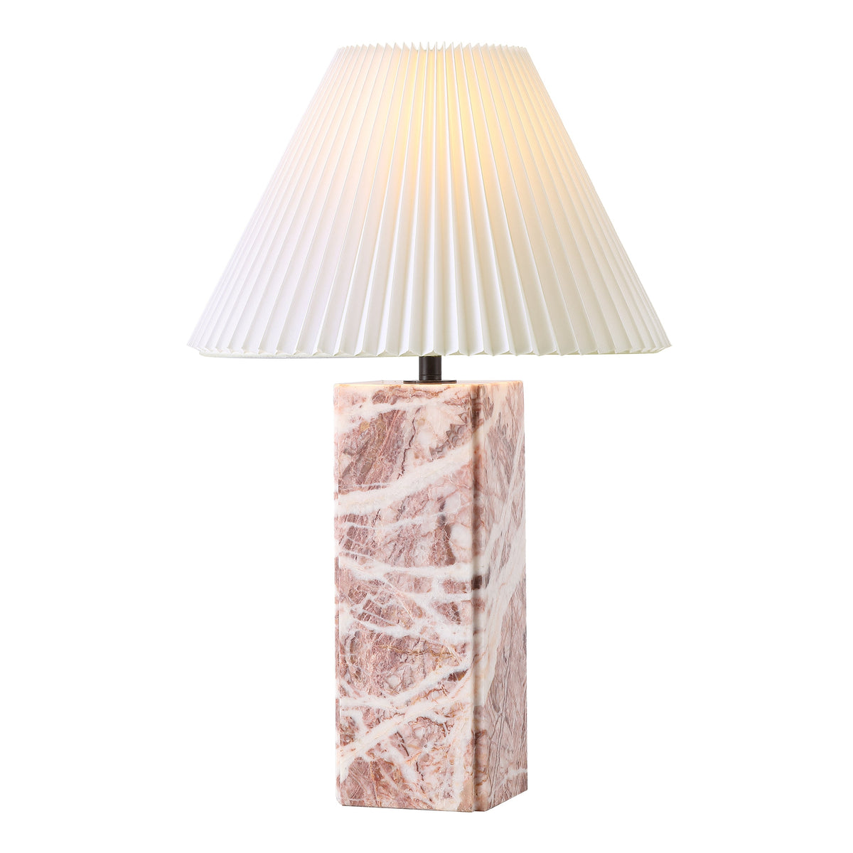 Villefranche Square Marble Table Lamp, Tan