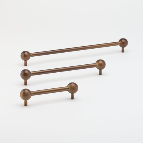 Wand brass cabinet pull in bronze – sphere drawer pull in three sizes