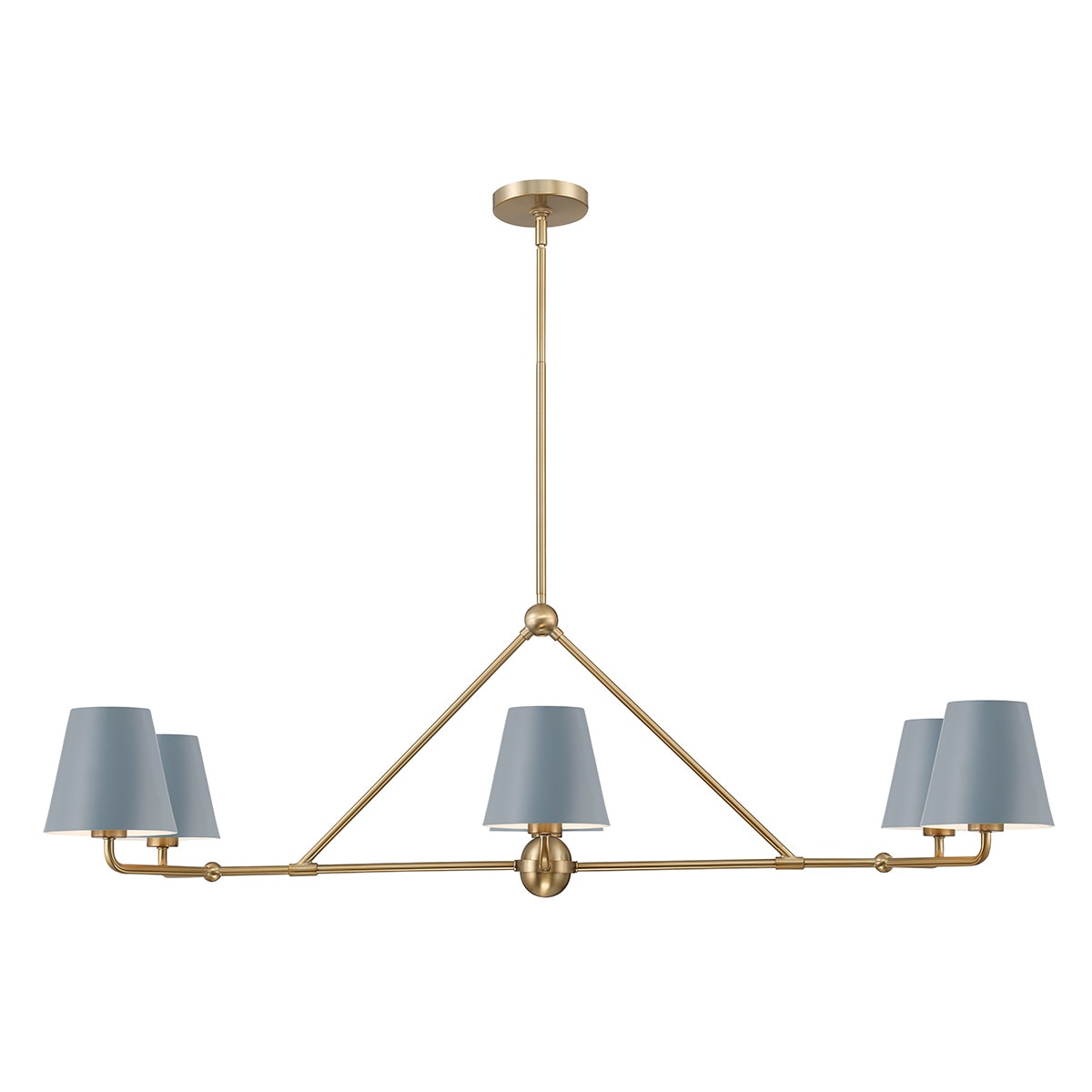 Hollis 6-Light Gold Chandelier - Blue shade
